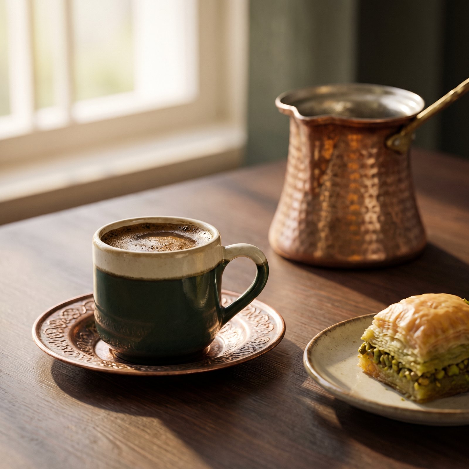 Türkischer Mokka mit einem Stück Baklava